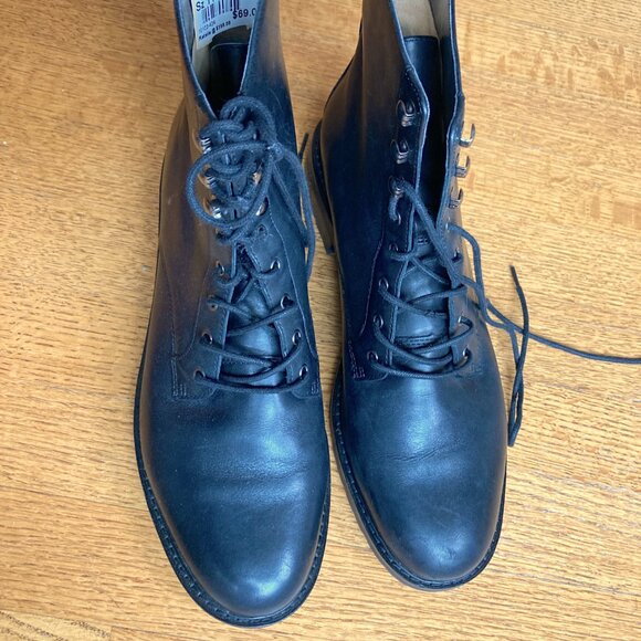 Womens Ralph Lauren Ensley Leather Combat Boots Excellent 11 Black Dr. Martens - Picture 4 of 15